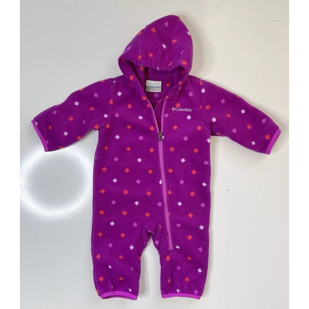 Columbia Snowtop II Infant Girl Fleece Bunting / Purple Polka Dot / Size 3-6 Mos